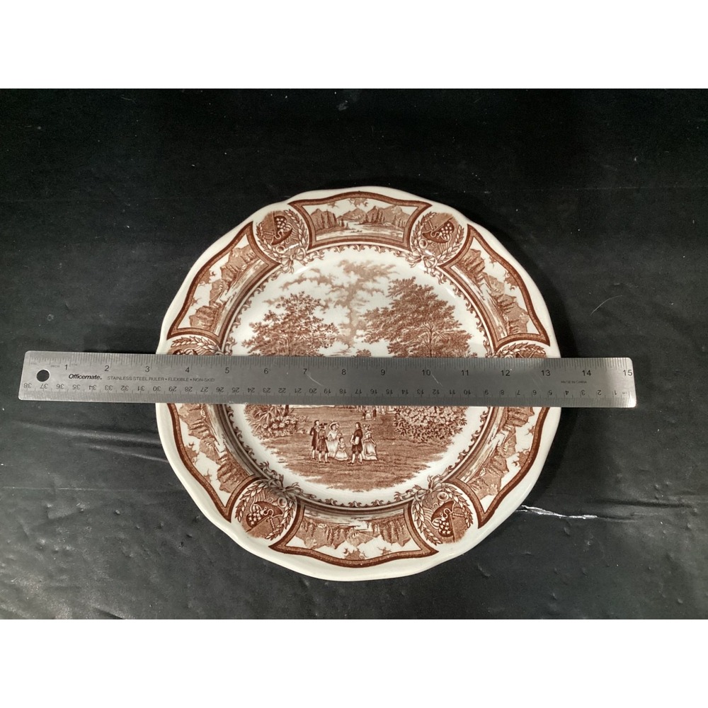 J & G Meakin Brown Americana 2 Dinner Plates 10.5"